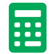 Green calculator icon on black background