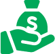 Hand holding money bag icon