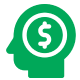 Head silhouette with dollar symbol